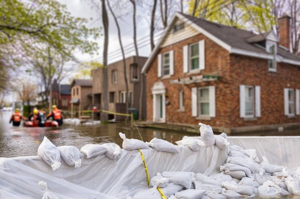 flooded homes with rescue people