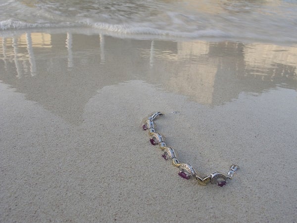 jewelry lost in the sand at the beach