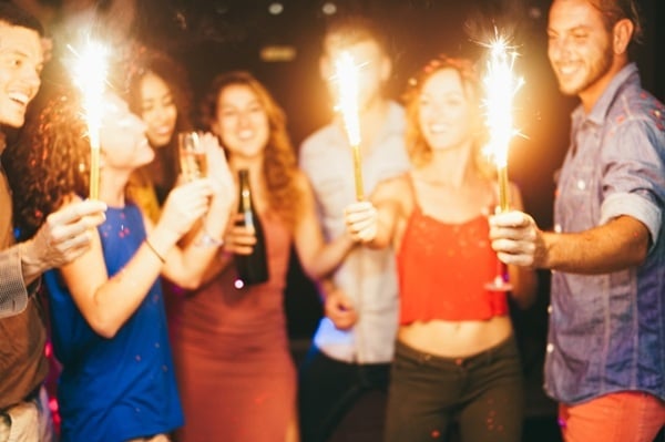 newyears party fireworks young people